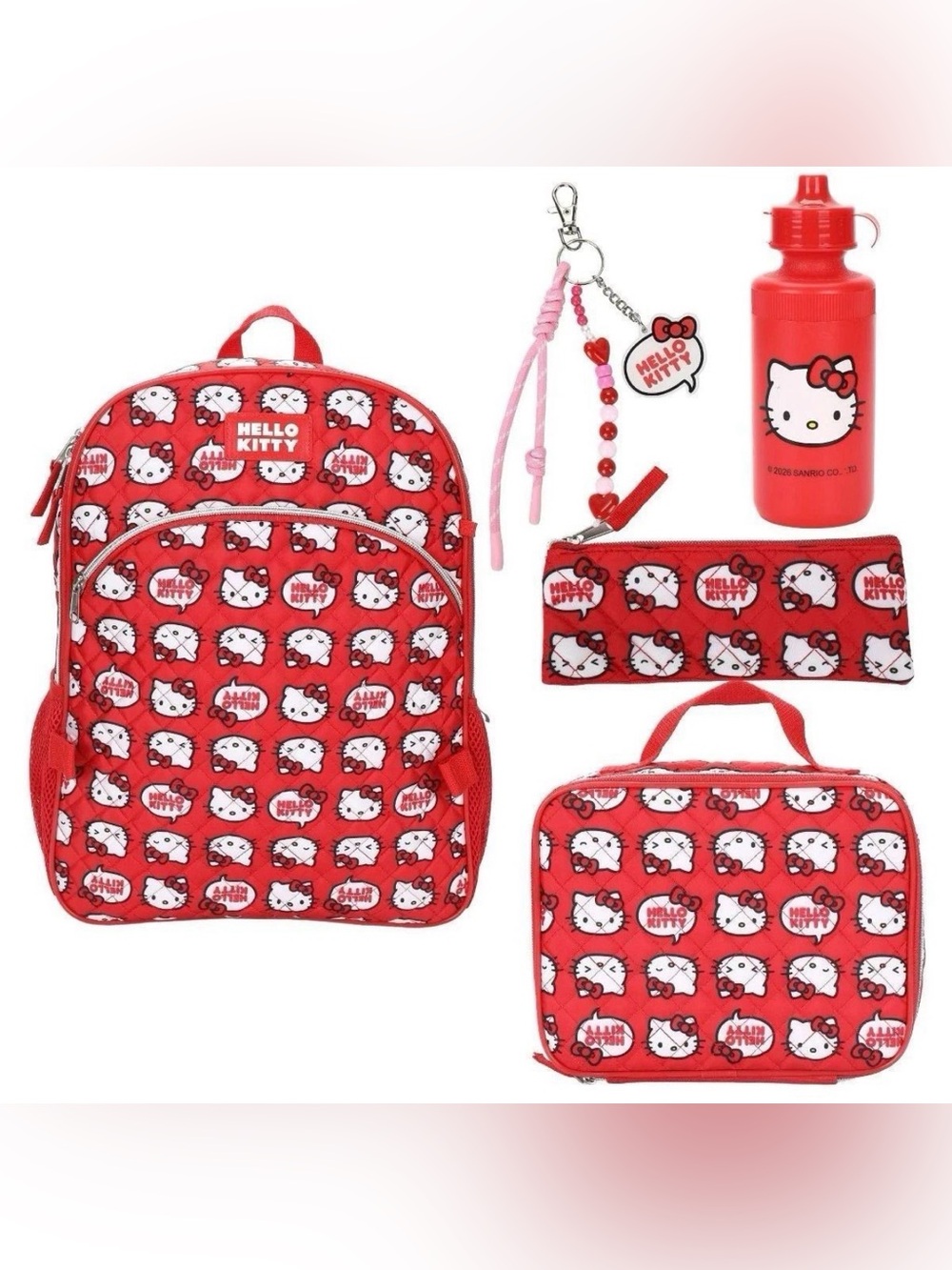 Hello Kitty Sanrio Quilted 16" Backpack
5pc Set - Red
New with Tag